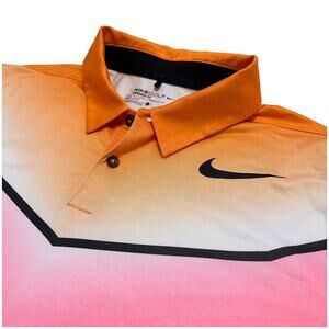Nike Golf Dri-FIT Ombre Polo Shirt | Orange Pink Colorful Bright | Size M